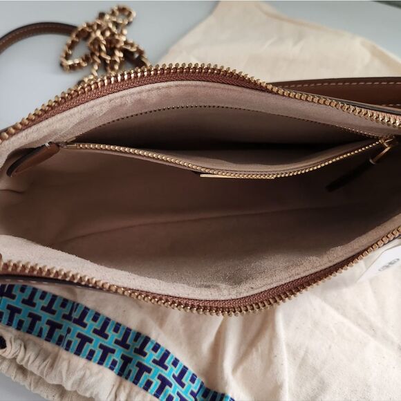 New! Tory Burch Studio Leather Shoulder Bag Crossbody in Moose - Picture 8 of 14